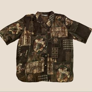 Vintage All Over Print Button Down Shirt